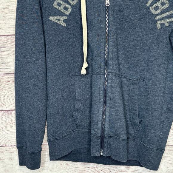 Abercrombie & Fite Men's Blue Gray Hooded Zip Up Sweatshirt Jacket Size XS - Picture 5 of 13